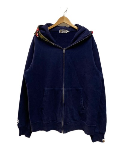 A BATHING APE (BAPE) FELPA CON CAPPUCCIO FULL ZIP A BATHING APE SQUALO anni 00 Taglia: 2XL Navy Uomo