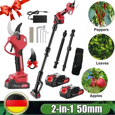 2-in-1!Teleskop Akku Astschere,50mm Gartenschere Astsäge Stschneider mit Stange - Bild 1 von 4