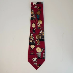 Peanuts Be My Valentine Silk Necktie Red Hearts Charlie Brown Lucy Novelty - Picture 1 of 6