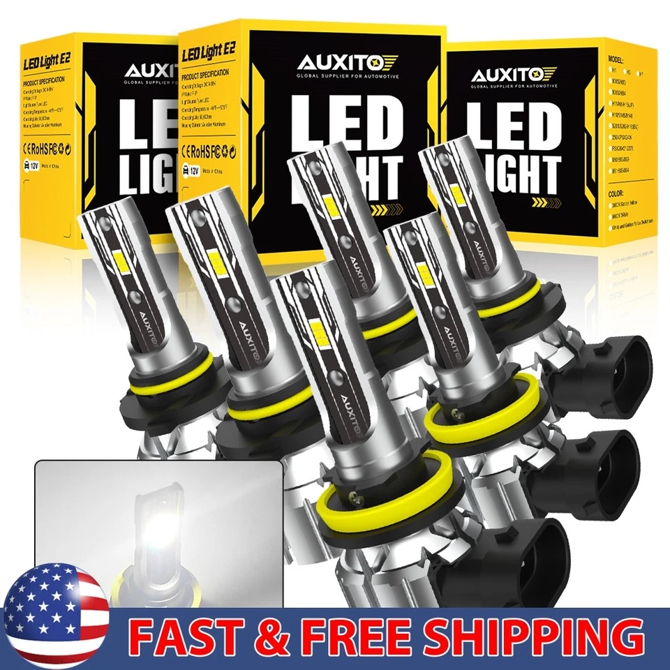 Combo 9005+9006+H11 LED Faros Luz Antiniebla Kit Bombillas de haz alto bajo Blanco 2/6X Foto 1 de 4