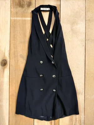 VESTIDO BLAZER REISS NEGRO UK 8 SIN MANGAS CUELLO EN V CORTO CUELLO HALTER blanco Foto 1 de 4