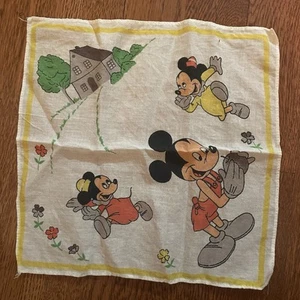 Mid Century Mickey Mouse Disney Child’s Handkerchief 10x10” - Picture 1 of 2