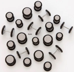 1 Pair 16g Stainless 316L Surgical Steel Fake Gauges Cheater Plugs Earrings - Picture 1 of 1