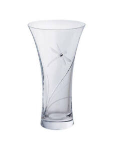 John Lewis Dartington Crystal Dragonfly Vase Swarovski H21.5cm Clear RRP £45.00