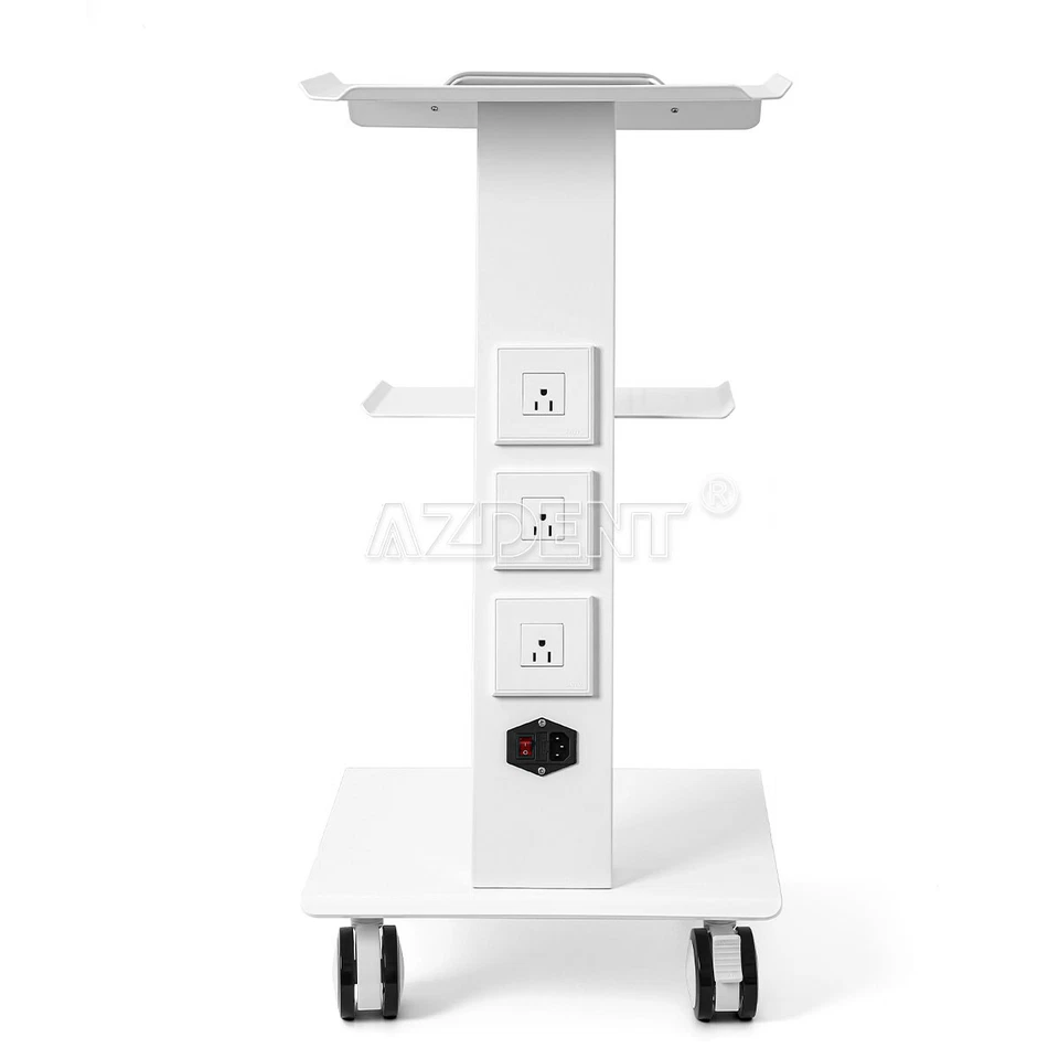 2x Denta Trolley 3 Shelves Metal Mobile Medical Tool Cart Built-in Socket
