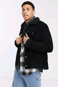 Levi's Herren Medium Type III Sherpa Trucker Jacke Schwarz Cord - Bild 1 von 9