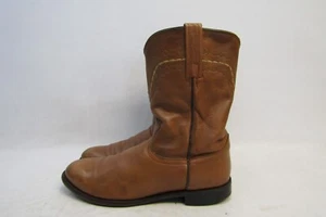 Botas vaqueras Justin para hombre talla 9,5 D cuero marrón Roper - Imagen 1 de 11