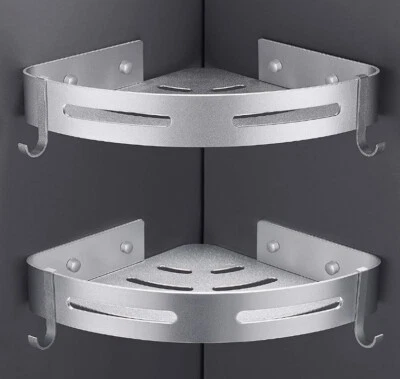 Mensola da Doccia Angolare Senza Foratura Mensola in Alluminio con 2 Ganci Colla - Immagine 1 di 4