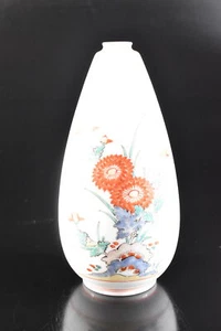 T6362: XF Japanese Arita-ware Colored porcelain Flower FLOWER VASE Kakiemon made - Picture 1 of 8