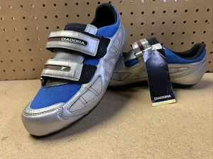 DIADORA Road Cycling Shoes Biking Boots Size EU42, US8.5 Blue/Silver - Picture 1 of 12