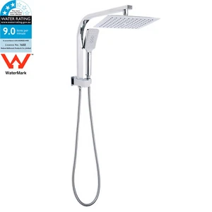 WELS Twin Shower Head Set 10" Rain Square Handheld Wall Arm Chrome High Pressure - Picture 1 of 10