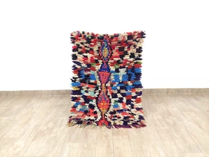 Berber Vintage Small Area Rug 2x4 Moroccan Handmade Multicolor Abstract Carpet - Picture 1 of 9