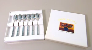 Juego de seis cucharaditas para la hora del té de acero inoxidable en caja original de Rose House - Imagen 1 de 6