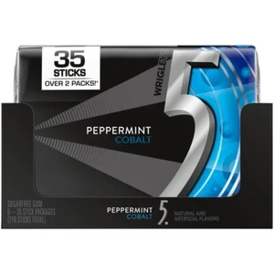 5 GUM Sugar Free Chewing Gum, Peppermint Cobalt, 35-stick pack 6 packs - Picture 1 of 6