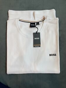 Hugo Boss Men's White Waffle Knit Short Sleeve  T-Shirt NWT