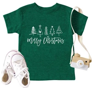 Christmas Tree Shirts Toddler Boys Girls Xmas Short Sleeve Graphic Holiday - Picture 1 of 5
