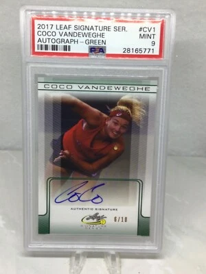 2017 Leaf Signature Auto Green #CV1 Coco Vandeweghe PSA 9 (Top Pop, Pop 1) - Image 1 of 3
