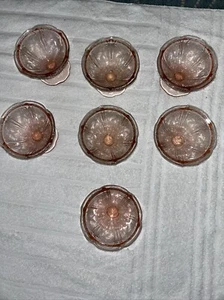 Jeannette Pink Depression Glas 7 Kirschblüten Sherbet runder Fuß 2,75" Höhe - Bild 1 von 5
