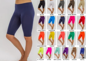 SEAMLESS WORKOUT SPANDEX ATHLETIC STRETCH YOGA LEGGINGS KNEE BIKER SHORTS XS-3X - Picture 1 of 49