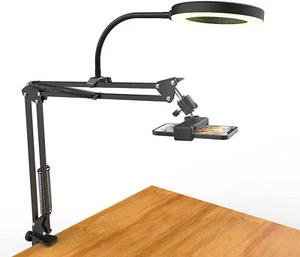 Overhead Phone Stand Desk Mount w/ Ring Light Flexible Arm Tripod Phone Holder - Photo 1 sur 11