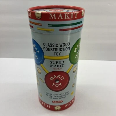 Schylling Super Makit Classic Wood Construction Set Vintage Incomplete 56 of 70 - Image 1 of 4