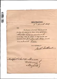 Samuel Southard 1827 document signed as Secretrary Of The Navy-Gov. & Sen NJ - Picture 1 of 1