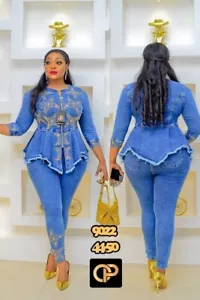 2-piece jean top and pants outfits for women, it is a casual wear for any outing - Picture 1 of 1