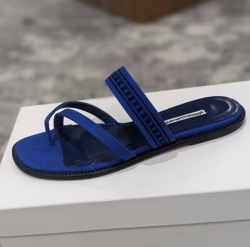 MBT Sandali blu Manolo Blahnik Susade cotone 39 campione da pavimento