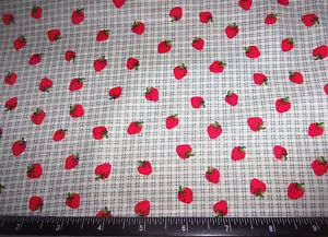 MBT COTTON FABRIC WITH STRAWBERRY DESIGN , BTHY, 44" WIDE - Picture 1 of 2