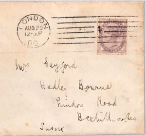 GB Cover London MASCHINENVERSUCH 1d Flieder Sussex Bexhill-on-Sea 1900{samwells}YB62 - Bild 1 von 12