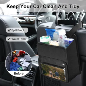 Portable Foldable Leather Car Trash Can Garbage Bin Bag Waste Storage Organizer - Picture 1 of 8