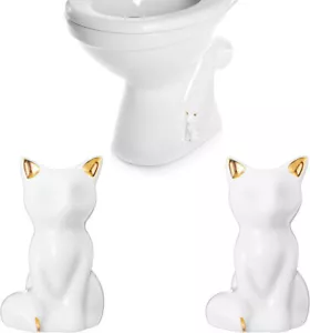 2 Pcs Toilet Bolt Caps, Ceramic Covers Decorative Cute White Cats - NEW - Picture 1 of 4