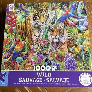 New Ceaco 1000 Piece Wild Puzzle Tiger Eyes Steve Sundram Bonus Puzzle Poster - Picture 1 of 9