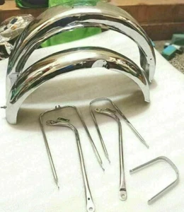 FITS BSA A10 ROAD ROCKET MUDGUARD SET CHROME WITH STAYS 1956 MODEL (PRE-DRILLED) - Picture 1 of 8