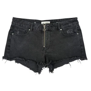 DL1961 Renee Black Denim Shorts Womens Size 29 Distressed Frayed Hem Zip Front - Picture 1 of 4