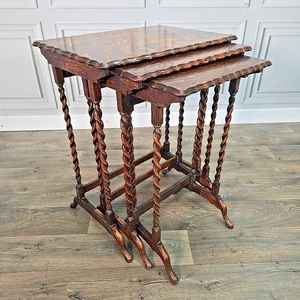 Antique Solid Oak Barley Twist Nest of Tables – Chas. Walker & Sons - Harrogate - Picture 1 of 24