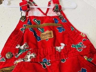 Mono de Caballo de Pana Rojo OshKosh B'gosh Vestbak De Colección Hecho en EE. UU. 24M 2367 Foto 1 de 4