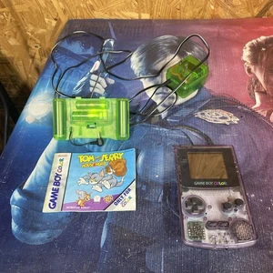 Nintendo Gameboy Color CGB-001 Purple Plus Plug In System Tom And Jerry Game Lot - Picture 1 of 3