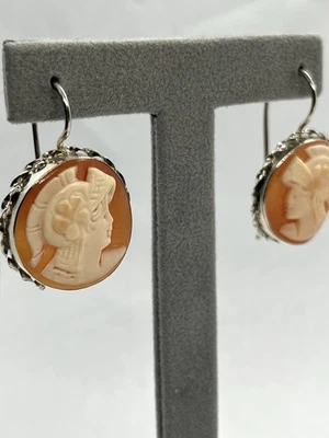 Orecchini in Argento 925 con  Cammei Corniola 20mm Tondi - Atena - Immagine 1 di 4