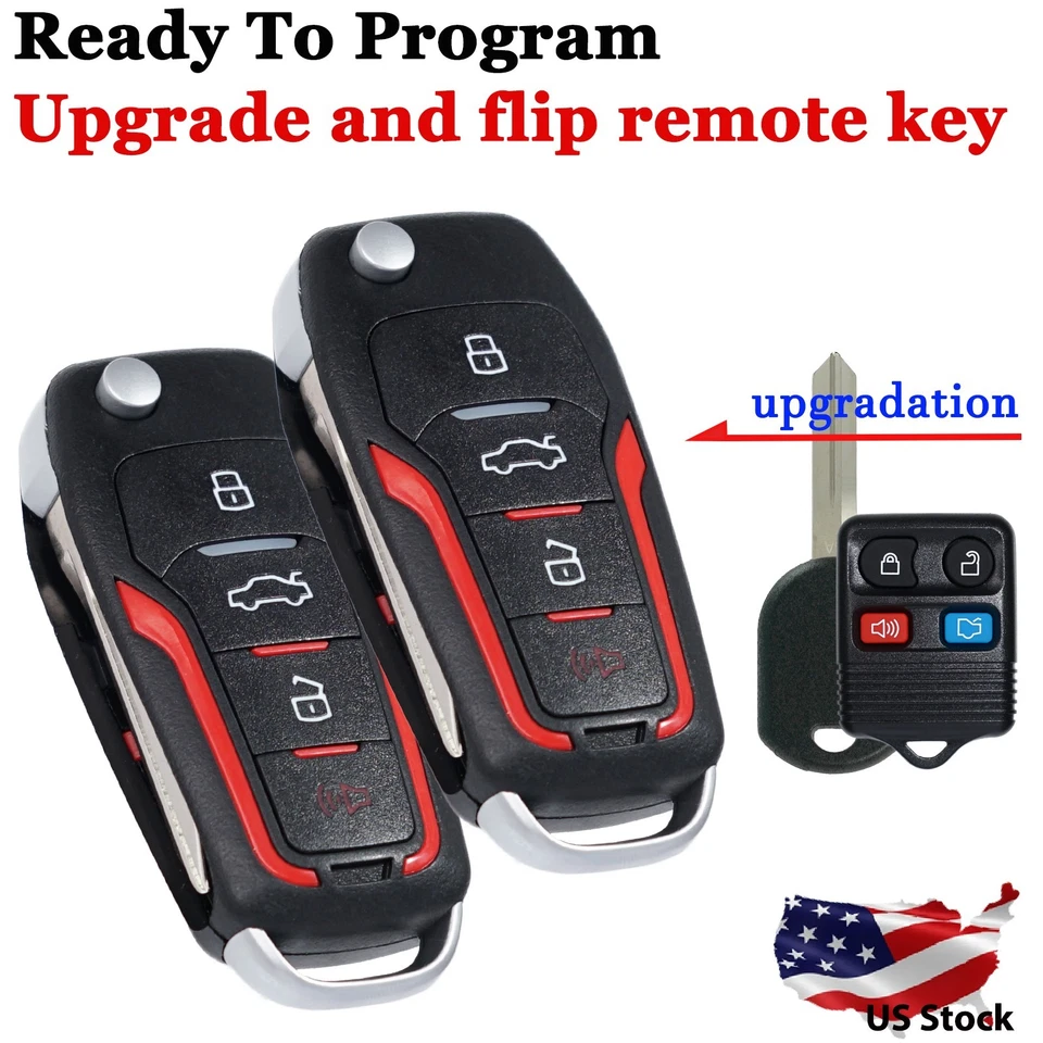 2 For Ford Edge 2007 2008 2009 2010 2011 2012 2013 2014  Remote Flip Fob Key - Image 1 of 4