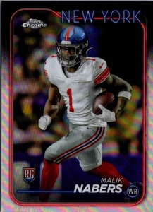 2024 Topps Chrome Refractors #205 Malik Nabers RC New York Giants - Picture 1 of 2