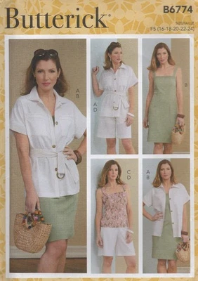 Butterick Sewing Pattern 6774 Jacket Safari Style Dress Top & Shorts Size 16-24 - Image 1 of 4