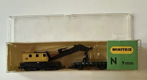 N Scale MINITRIX 3160 Crane Car Kranwagen w/ orig case (21D) - Picture 1 of 6