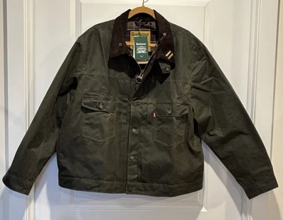 Barbour x Levi's Type II XXL Waxed Jacket Olive Green Limited Edition 2XL Collab - Image 1 of 4