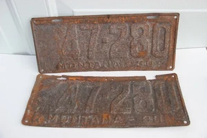 1930 Montana License Plate PAIR 47-280 restore or wall hanger - Picture 1 of 5