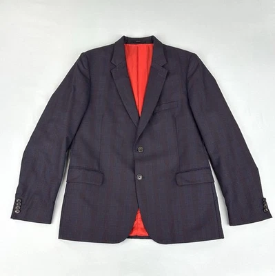 Paul Smith Soho Fit Wool Silk Blazer Navy w/Red Plaid/Check Pattern Size 42R - Image 1 of 4