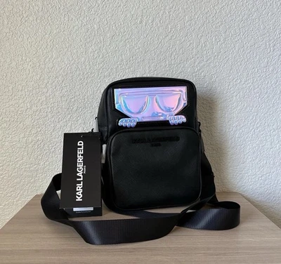 Bolso Bandolera Karl Lagerfeld Negro con Tonos Iridiscentes Acento Nuevo Foto 1 de 4