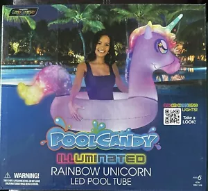 Pool Candy beleuchtetes Regenbogen Einhorn LED Poolröhre 42 cm Neu - Bild 1 von 3