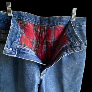 L.L. Pantalones de mezclilla Bean para hombre 32x31 forrados de franela rojos tartán a cuadros azul de colección LL Bean - Imagen 1 de 14