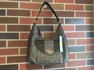 Kate Landry Faux Croc/ Animal Print Grey Purple Shoulder Bag Purse NWT - Picture 1 of 7